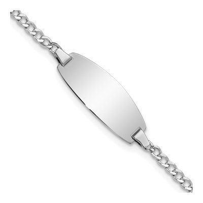 14K White Gold Curb ID Bracelet