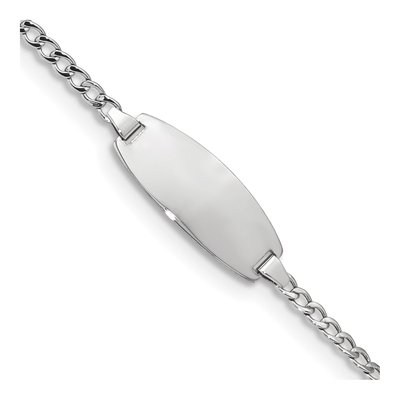 14K White Gold Curb Link ID Bracelet