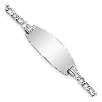 14K White Gold Curb Link ID Bracelet