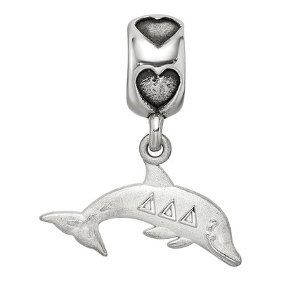 Delta Delta Delta Sterling Silver Dolphin Heart Bead – view 4