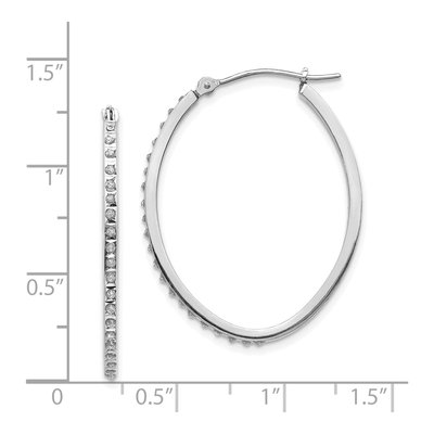 14K White Gold 31mm Diamond Dust Oval Hoop Earrings – view 4