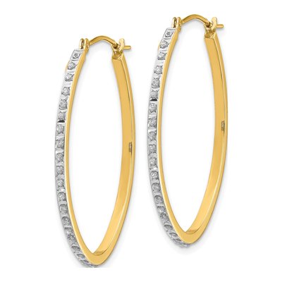 14K Yellow Gold 31mm Diamond Oval Hoop Earrings – view 2