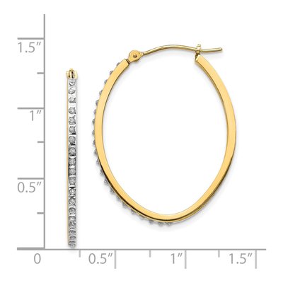 14K Yellow Gold 31mm Diamond Oval Hoop Earrings – view 4