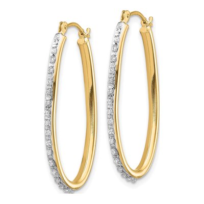14K Yellow Gold 31mm Diamond Oval Twist Hoop Earrings – view 3