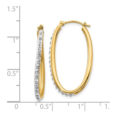 14K Yellow Gold 31mm Diamond Oval Twist Hoop Earrings – view 5