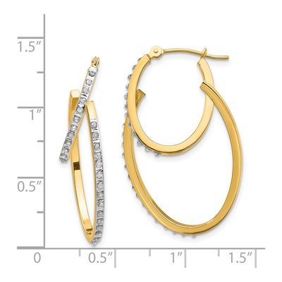 14K Yellow Gold 31mm Diamond Dust Double Hoop Earrings – view 4