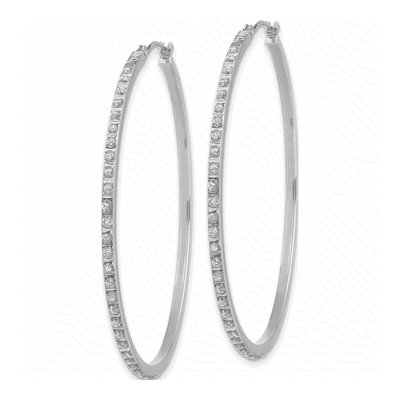 14K White Gold 49mm Diamond Hoop Earrings – view 2