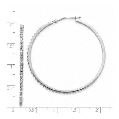 14K White Gold 49mm Diamond Hoop Earrings – view 4