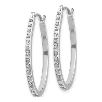 14K White Gold 29mm Diamond Oval Hoop Earrings – view 3