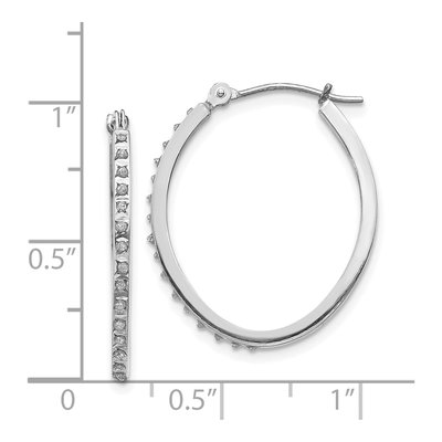 14K White Gold 29mm Diamond Oval Hoop Earrings – view 5