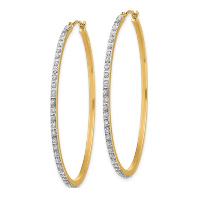 14K Yellow Gold 46mm Diamond Round Hoop Earrings – view 3