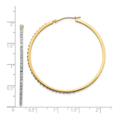 14K Yellow Gold 46mm Diamond Round Hoop Earrings – view 5