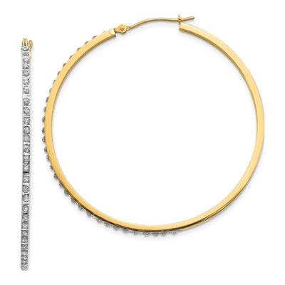 14K Yellow Gold 46mm Diamond Round Hoop Earrings
