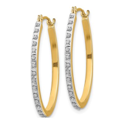 14K Yellow Gold 29mm Diamond Dust Oval Hoop Earrings – view 3
