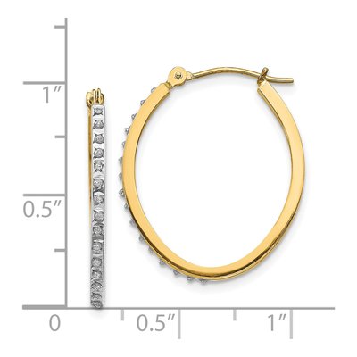 14K Yellow Gold 29mm Diamond Dust Oval Hoop Earrings – view 5