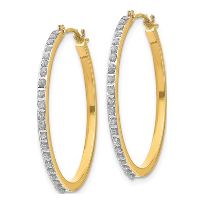 14K Yellow Gold 27mm Diamond Hoop Earrings – view 2