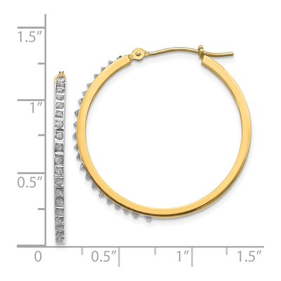14K Yellow Gold 27mm Diamond Hoop Earrings – view 4