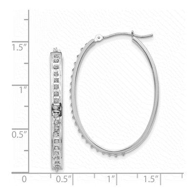 14K White Gold 37mm Diamond Oval Hoop Earrings – view 5