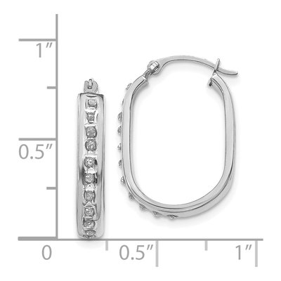 14K White Gold 21mm Diamond Oval Hoop Earrings – view 5