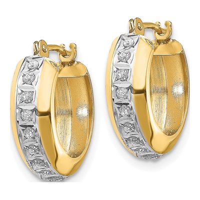 14K Yellow Gold 16mm Diamond Hoop Earrings – view 3