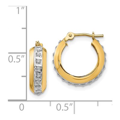 14K Yellow Gold 16mm Diamond Hoop Earrings – view 5