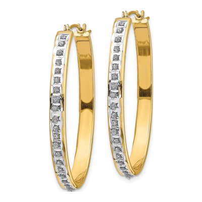 14K Yellow Gold 37mm Diamond Oval Hoop Earrings – view 3