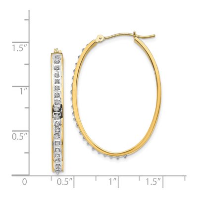 14K Yellow Gold 37mm Diamond Oval Hoop Earrings – view 5