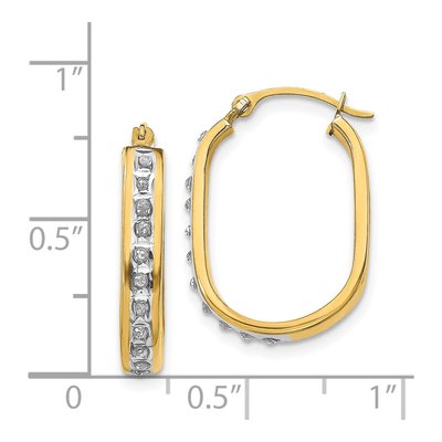 14K Yellow Gold 21mm Diamond Dust Oval Hoop Earrings – view 5