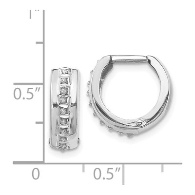 14K White Gold 14mm Diamond Huggie Hoop Earrings – view 5