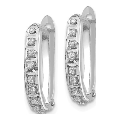 14K White Gold 11mm Diamond Oval Hoop Earrings – view 3