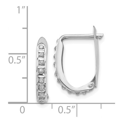 14K White Gold 11mm Diamond Oval Hoop Earrings – view 5