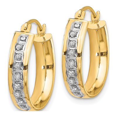 14K Yellow Gold 18mm Diamond Hoop Earrings – view 3