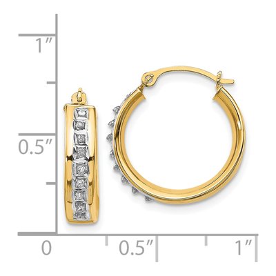 14K Yellow Gold 18mm Diamond Hoop Earrings – view 5
