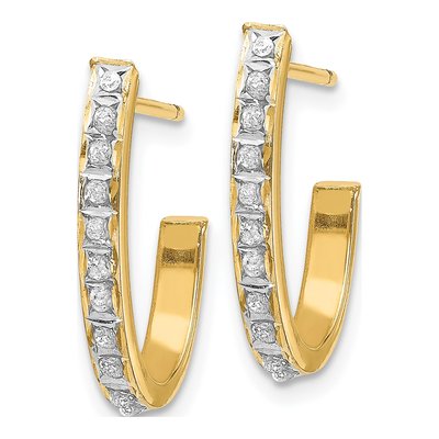 14K Yellow Gold 20mm Diamond J- Hoop Earrings – view 3
