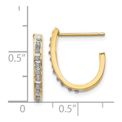 14K Yellow Gold 20mm Diamond J- Hoop Earrings – view 5