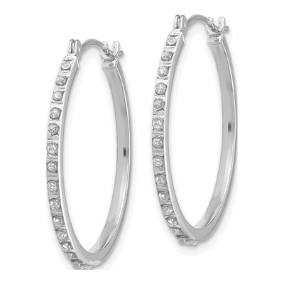 14K White Gold 26mm Diamond Hoop Earrings – view 3