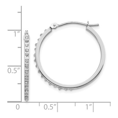14K White Gold 26mm Diamond Hoop Earrings – view 5
