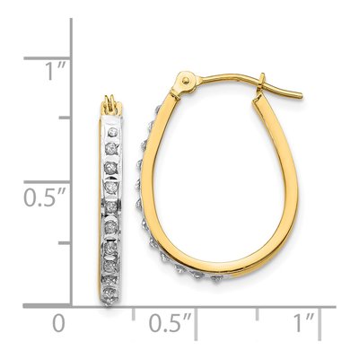 14K Yellow Gold 18mm Diamond Oval Hoop Earrings – view 5
