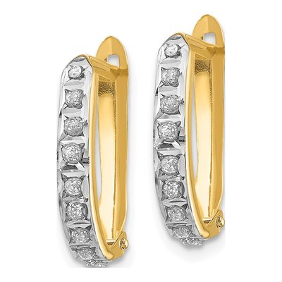 14K Yellow Gold 11mm Diamond Dust Oval Hoop Earrings – view 3