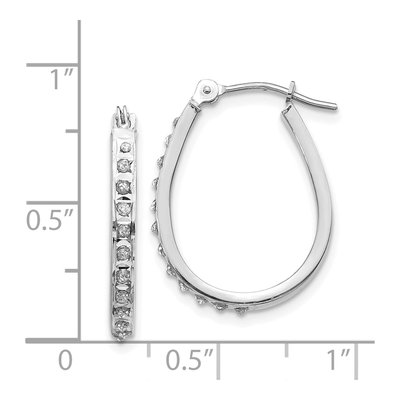 14K White Gold 18mm Diamond Oval Hoop Earrings – view 4
