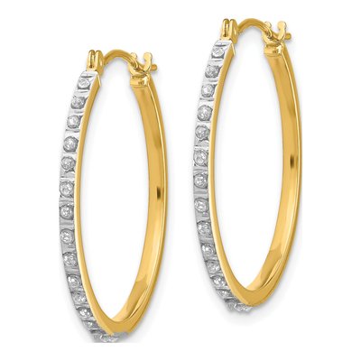 14K Yellow Gold 26mm Diamond Round Hoop Earrings – view 3