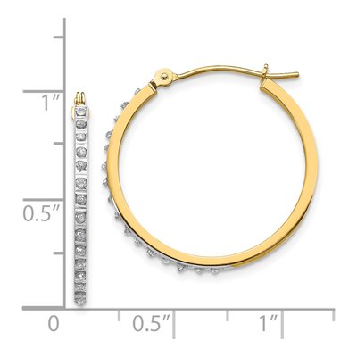 14K Yellow Gold 26mm Diamond Round Hoop Earrings – view 5