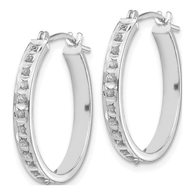 14K White Gold 21mm Diamond Hoop Earrings – view 2