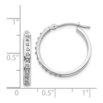 14K White Gold 21mm Diamond Hoop Earrings – view 4