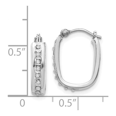 14K White Gold 16mm Diamond Dust Oval Hoop Earrings – view 4