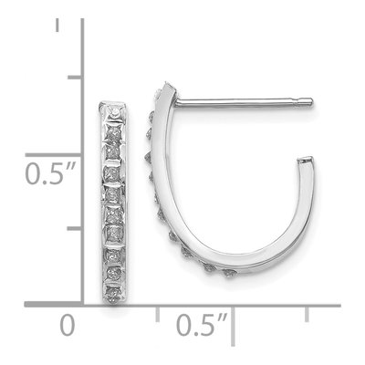14K White Gold 18mm Diamond J- Hoop Earrings – view 5