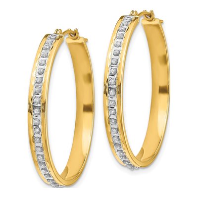 14K Yellow Gold 31mm Diamond Dust Hoop Earrings – view 2