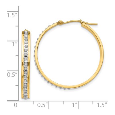 14K Yellow Gold 31mm Diamond Dust Hoop Earrings – view 4