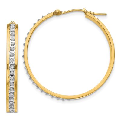 14K Yellow Gold 31mm Diamond Dust Hoop Earrings