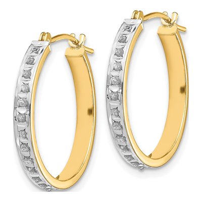 14K Yellow Gold 21mm Diamond Hoop Earrings – view 2